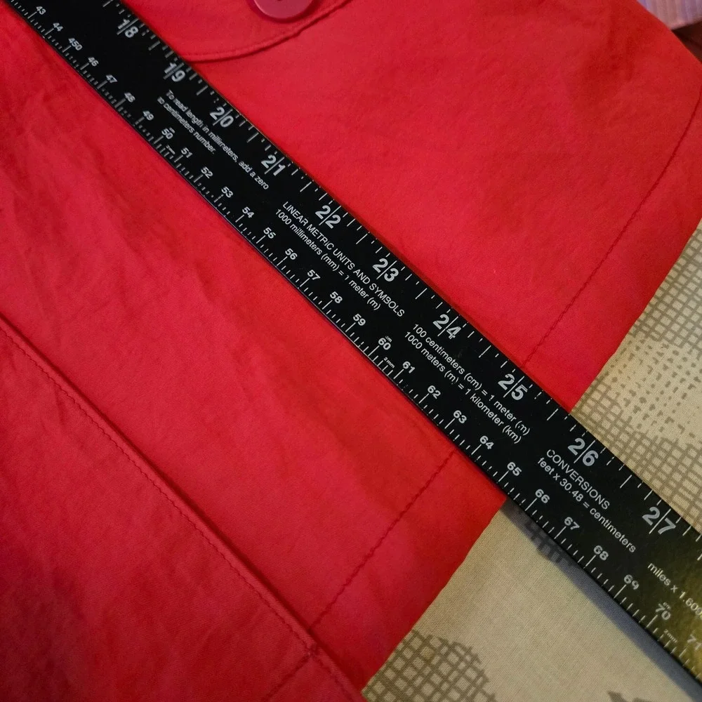 Anthropologie Tulle Cropped Trench Coat Womens XS Red 3/4‎ Retro Preppy Lined